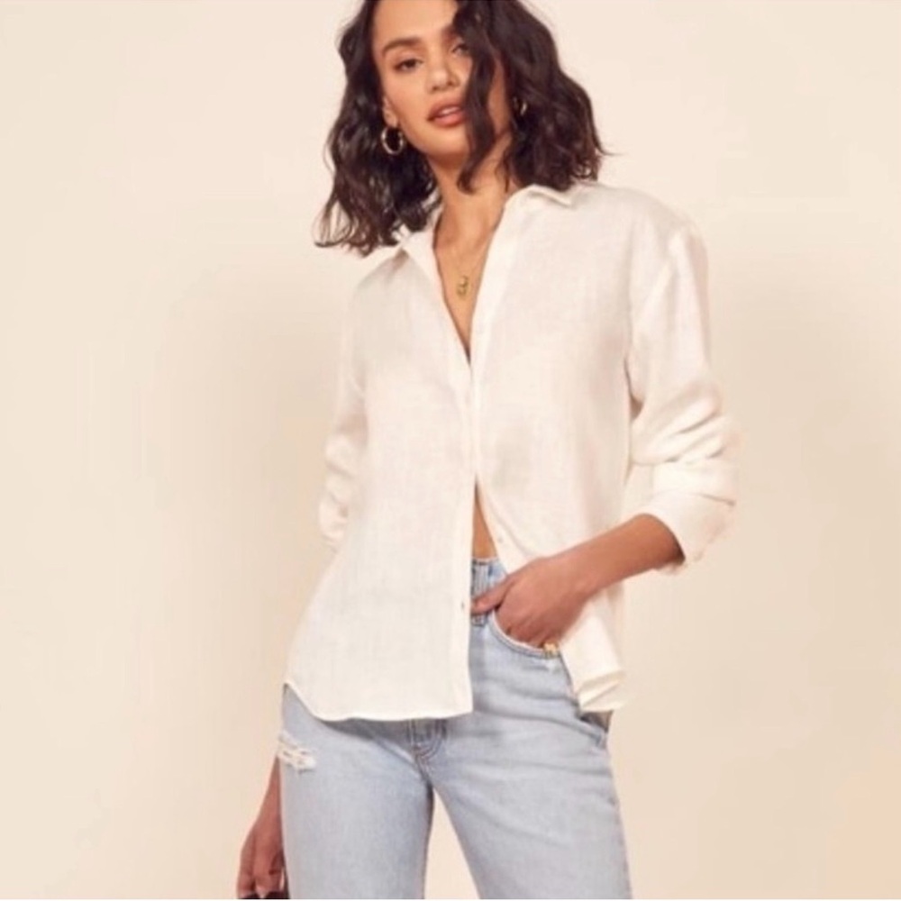 Reformation White Button Down Shirt